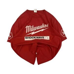 Milwuakee Tools 'My Bit Lasts Longer' Print Men's Short Sleeve T Shirt Red XL‎